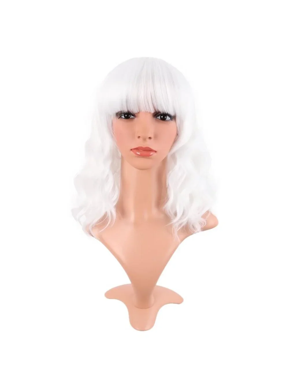 Women's White 14 Inch Fresh Bright Synthetic Ordinary Short Wavy Curly Wigs
